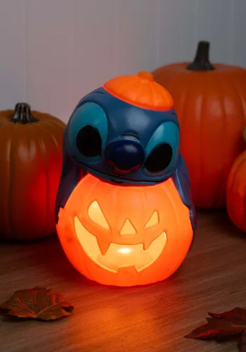 Vista 3 de Decoración Calabaza Apilada de Stitch de Disney con Luz de 12 Pulgadas Multicolor