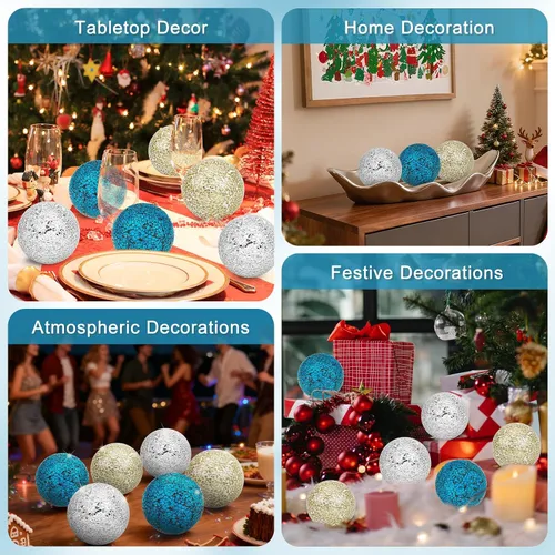 Vista 5 de Bolas decorativas para cuencos, bolas decorativas de 3.15 pulgadas, orbes y esferas decorativas agrietadas para rellenos de jarrones, centro de mesa