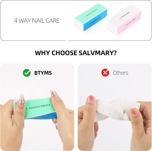 Vista 4 de Bloques pulidores de uñas de 4 vías para uñas naturales, bloque de pulido de uñas, limas de uñas, herramienta de forma y brillo de uñas