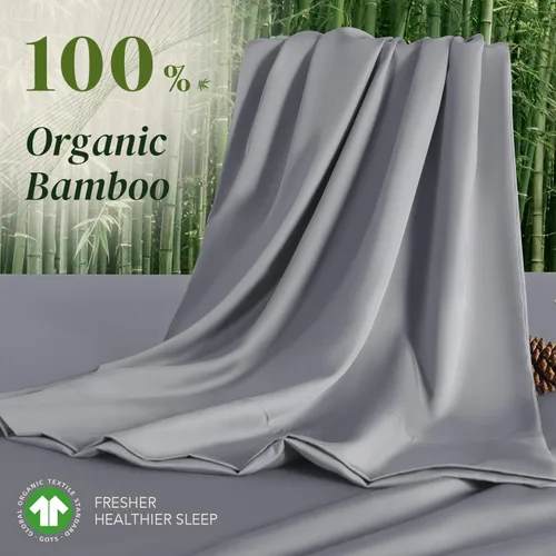 Vista 2 de SONORO KATE Sábanas de bambú 100 % viscosa orgánica derivada de sábanas transpirables y refrescantes para personas que duermen con calor, sábanas