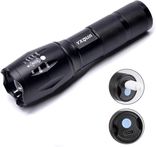 Vista 2 de YXQUA - Linternas recargables USB-C para corte de energía, 1000 lúmenes, linterna de emergencia LED súper brillante para el hogar, luz táctica