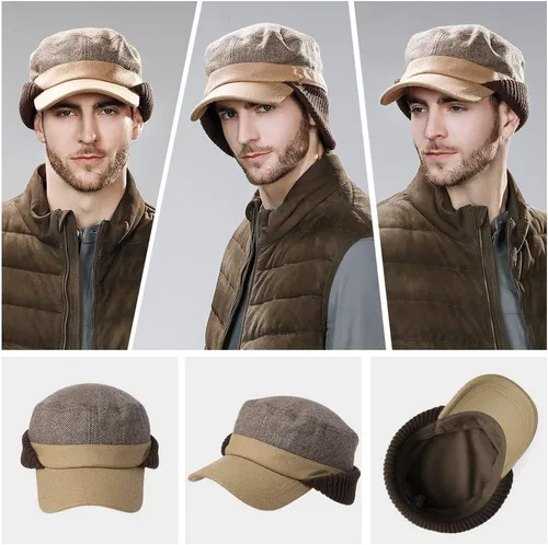 Vista 3 de Comhats Wool Baseball Cap Men Fur Hunting Trapper Dad Hats Sports Earflap Unisex M L XL