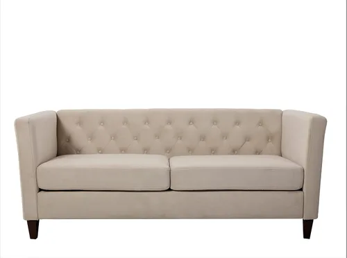 Vista 24 de Container Furniture Direct Muebles clásicos con capitoné y modernos para sala de estar, sofá universitario con relleno, cómodo sofá biplaza de Gris