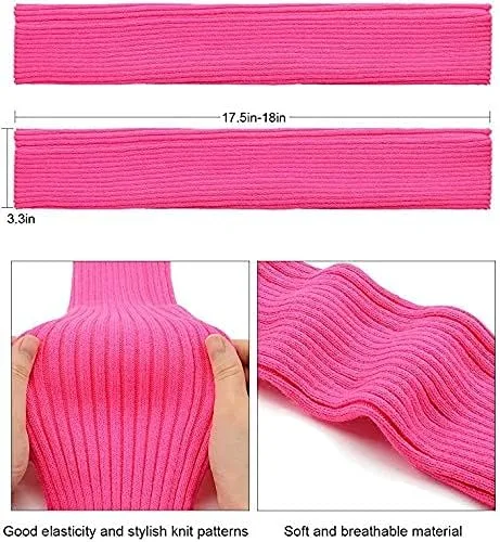 Vista 5 de Century Star Calentadores de piernas acanalados de neón para mujeres y niñas, jóvenes, calentador de piernas retro de punto para fiesta de los años
