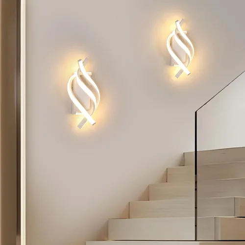 Vista 6 de DELIPOP Aplique de pared LED moderno, lámpara de pared interior espiral de 3000 K, lámpara de pared LED acrílica de 21 W para pasillo, baño
