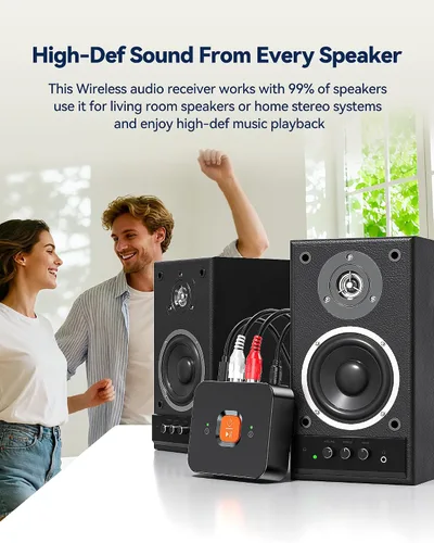 Vista 3 de Adaptador Bluetooth 6.0 a RCA para receptor estéreo, receptor Bluetooth de baja latencia de largo alcance para el hogar, adaptador de audio