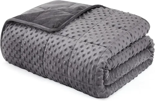 Vista 19 de L'AGRATY Manta con peso de 5 libras, para regazo, manta pequeña y portátil para adultos, refrescante, para viajar, relajarse y dormir, para todas