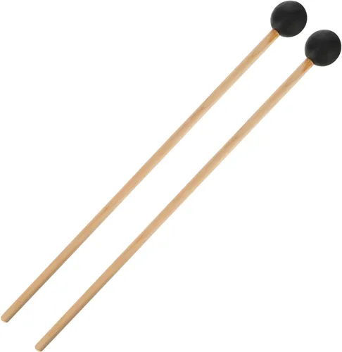 Vista 2 de Shappy Bell Mallets Glockenspiel Sticks, Baquetas de Goma para Xilófono de Percusión con Mango de Madera, 15 Pulgadas de Largo (Negro) Mallets