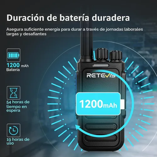 Vista 5 de Retevis MateTalk B4 Walkie Talkies con micrófono de hombro impermeable (paquete de 4) FRS Two Way Radios Noise Cancelling for Construction Site