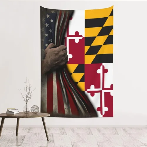 Vista 16 de Tapiz de mitad de bandera estadounidense y mitad de bandera de Nicaragua, 60 x 40 pulgadas, divertido tapiz estético, arte de pared para dormitorio