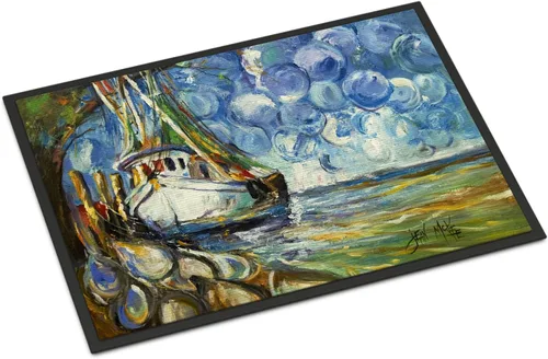 Vista 221 de Caroline's Treasures JMK1017JMAT - Tapete de caza de rana garza azul, 24 x 36 pulgadas, tapete para puerta delantera, interior y exterior