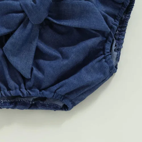 Vista 6 de Rtnnsbbfcm Ropa de verano para bebé recién nacida, sin mangas, cuello halter, mameluco floral con diadema de 3 piezas