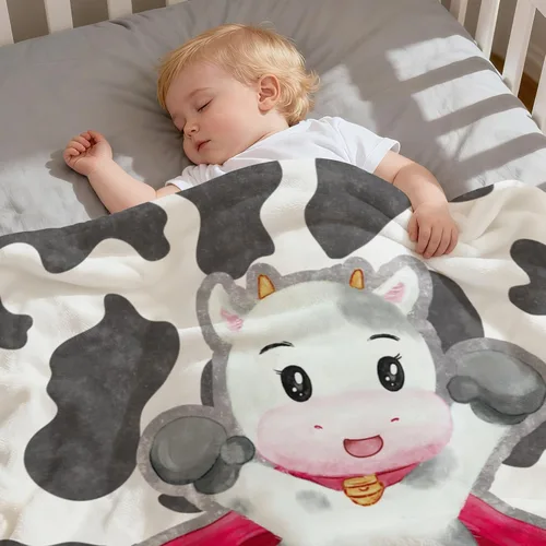 Vista 3 de Manta de bebé personalizada con nombre, cobijas de franela suaves y personalizadas con diseño de animales para recién nacidos, niños y niñas