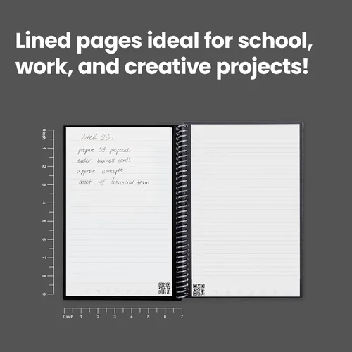 Vista 5 de Rocketbook Core - Cuaderno reutilizable con espiral, tamaño ejecutivo 6x8.8, negro - páginas rayadas, conectado a la aplicación, borrable, cubierta