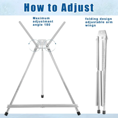 Vista 4 de Xinnun 12 piezas de caballete de mesa de aluminio de 15 a 21 pulgadas de alto, trípode portátil ajustable con alas de brazo de extensión y pies