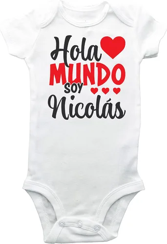 Vista 5 de Hola mundo body - Hola mundo body ESPAÑOL - Regalo para bebé - Body recién nacido - Traje de hospital - Body con nombre Español - Hospital