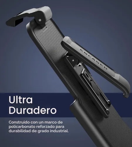 Vista 4 de Funda impermeable Encased Titan diseñada para iPhone 15 Plus con clip para cinturón (compatible con MagSafe), funda protectora de cuerpo completo
