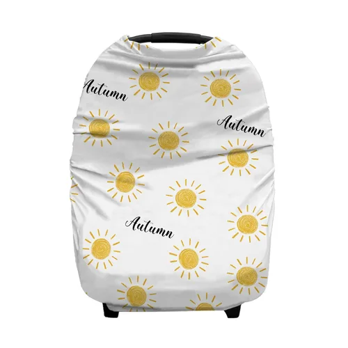 Vista 12 de Fundas de asiento de automóvil personalizadas con nombre a rayas de vaca, funda de lactancia personalizada para bebés, toldo de asiento de automóvil