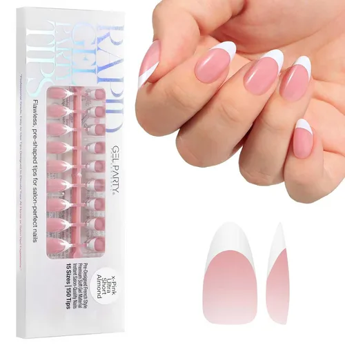 Vista 16 de GELPARTY - Puntas de uñas francesas X-Nude Short Almond, 150 unidades, 15 Desnudo