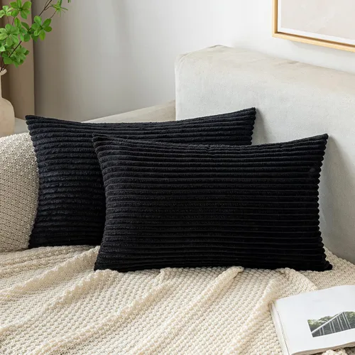 Vista 22 de EMEMA Fundas de Cojines Decorativos de Pana Suave a Rayas Cuadradas, Fundas de Almohadas de Primavera para Sofá, Dormitorio, Silla, Automóvil 16 x