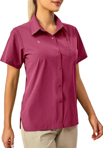 Vista 3 de Little Donkey Andy Camisa de viaje de manga larga para mujer, camisa Safari UPF 50+, camisas de senderismo frescas para exteriores de secado rápido