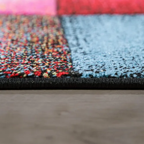 Vista 4 de Paco Home Alfombra colorida para sala de estar, diseño a cuadros, multicolor, tamaño: 2' x 3'7