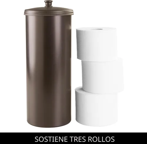 Vista 5 de iDesign Soporte independiente para papel higiénico de baño con tapa para 3 rollos adicionales, bronce Para 3 rollos adicionales