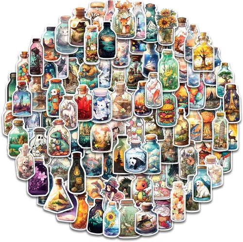 Vista 11 de AOWDIAO Paquete de 150 calcomanías estéticas - Diseños impermeables y duraderos para adolescentes, niños y adultos - Ideal para fiestas, regalos