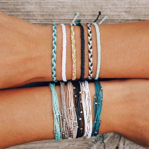 Vista 3 de Pura Vida - Mini Pulsera trenzada Brazalete chapado, banda ajustable