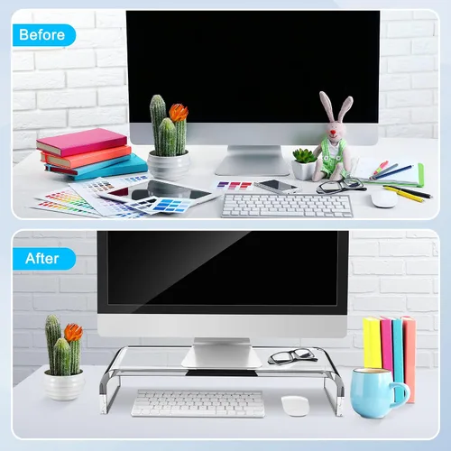Vista 7 de AboveTEK, soporte para monitor de acrílico, Multicolor 20 pulgadas
