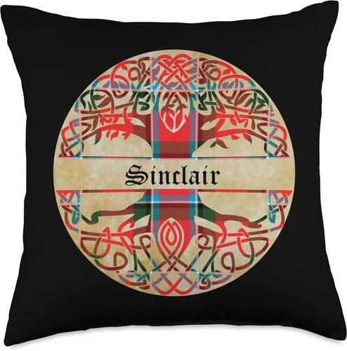 Vista 5 de Bagtown Clans Sinclair Clan - Almohada de tartán con apellido escocés, 16 x 16 pulgadas, multicolor