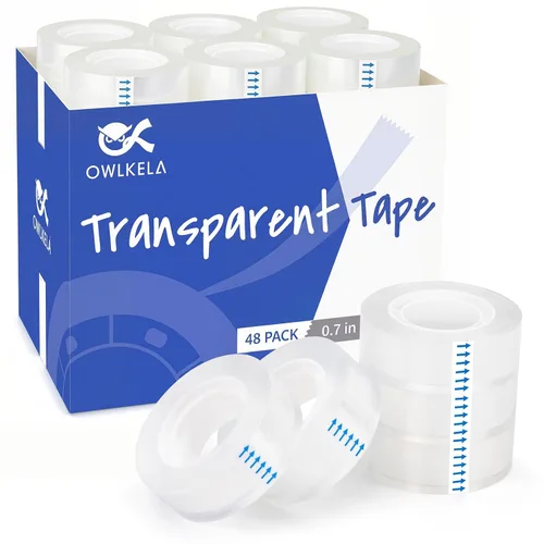 Vista 9 de OWLKELA 4 rollos de repuesto de cinta transparente, cinta transparente, cinta brillante transparente multiusos para oficina, hogar, escuela Cinta