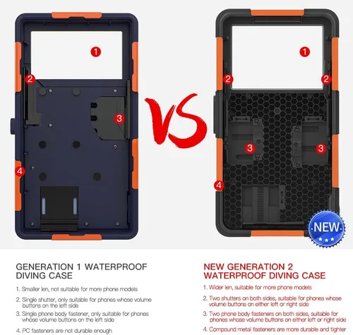 Vista 3 de Funda impermeable para teléfono, funda de teléfono de buceo para iPhone Samsung Galaxy Google LG Series, subacuática profesional de 50 pies al aire