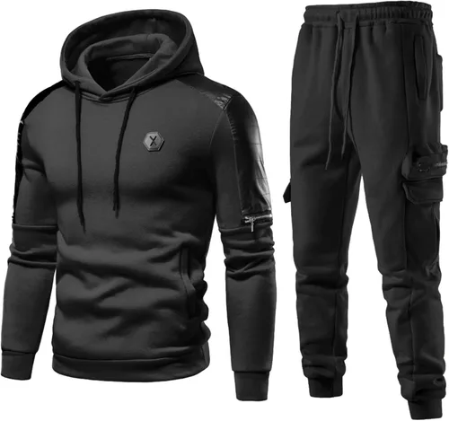 Vista 2 de Conjunto deportivo de 2 piezas para hombre, sudadera con capucha y manga larga