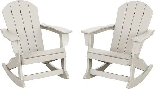 Vista 29 de HDPE Laguna Silla mecedora Adirondack de polietileno para exteriores (juego de 2), color negro