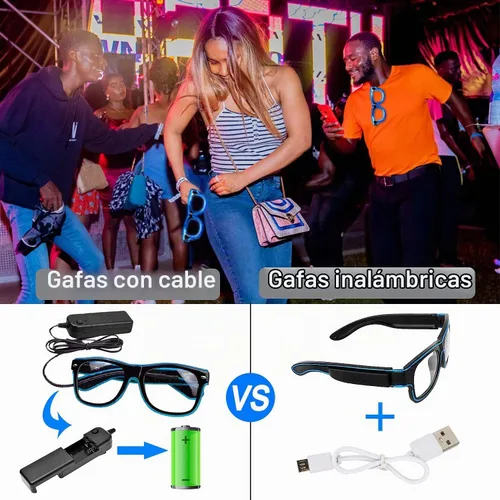 Vista 5 de YouRfocus Gafas inalámbricas con luz LED que brillan en la oscuridad para fiestas rave, EDM (azul)