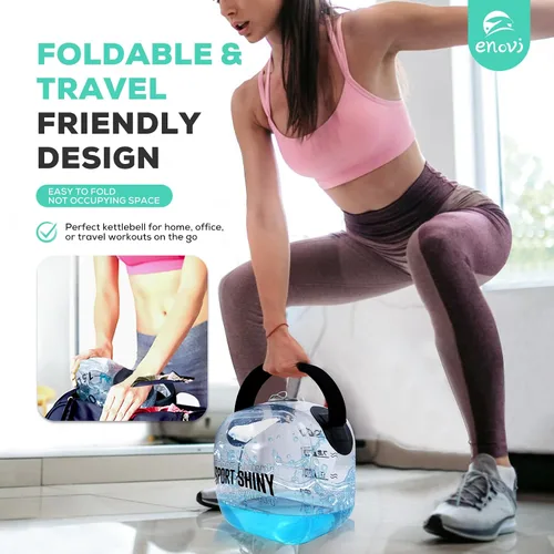 Vista 3 de EasyGo Pesas Rusas, Pesa Rusa Plegable Rellena de Agua, Pesa Rusa Ajustable