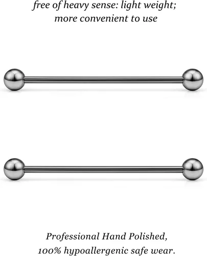 Vista 4 de Vsnnsns 14G 16G G23 - Piercing recto de titanio para lengua, pezón, joyería industrial, piercing para cartílago, tragus, joyería para mujeres
