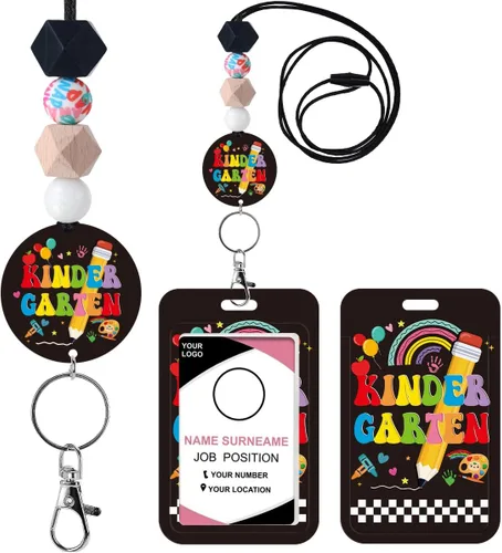 Vista 16 de Cordones para Profesores para Tarjetas de Identificación - Llavero Bohemio de Silicona con Cuentas Separables, Accesorios para Mujeres, Lindo