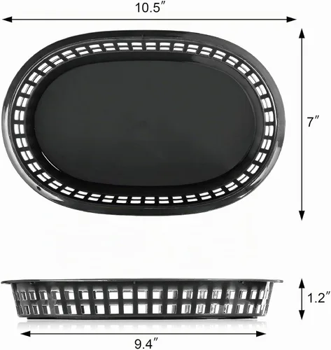 Vista 4 de New Star Foodservice 44041 - Cestas de comida rápida, 10.5 x 7 pulgadas, juego de 12, color negro