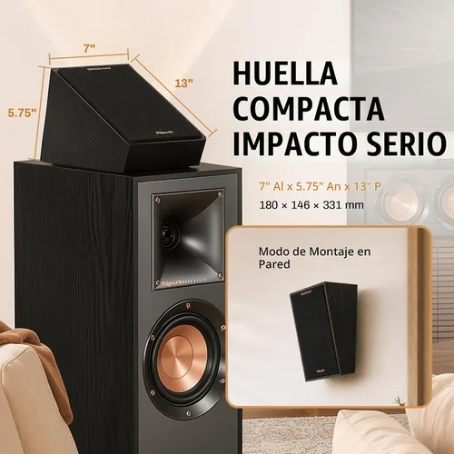 Vista 9 de Klipsch R-41SA - Juego de 2 altavoces potentes y detallados para el hogar, color negro Use on compatible tower or bookshelf speakers for reflected