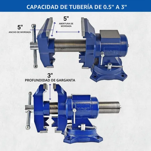 Vista 4 de Yost Vises 750-E - Sistema de tornillo de banco y tornillo de banco multiusos 2 en 1 Agarre seguro con base giratoria Fabricado con una