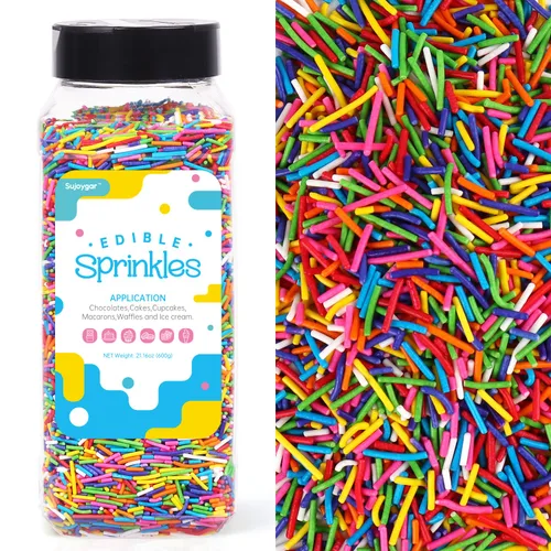 Vista 13 de Gránulos de arcoíris para decoración de pasteles, 1.54 libras Nonpareils arcoíris