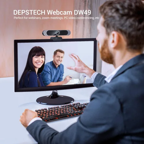 Vista 8 de DEPSTECH Cámara web 4K, DW49 HD 8MP equipada con cámara web de enfoque automático con sensor Sony con micrófono, cubierta de privacidad, cámara web