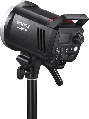 Vista 7 de Godox MS200-V MS200V 200W - Luz estroboscópica compacta de estudio, GN53 0.1-1.8S Tiempo de reciclaje, sistema 2.4G X, montaje Bowens con lámpara