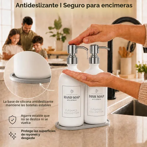 Vista 5 de Fachixy Dispensador de jabón de vidrio blanco, paquete de 2, 16 onzas Blanquecino