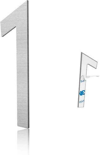 Vista 8 de Números de casa modernos de 3 pulgadas, número de buzón de correo plateado cepillado, material de acero inoxidable, números de puerta autoadhesivos 8