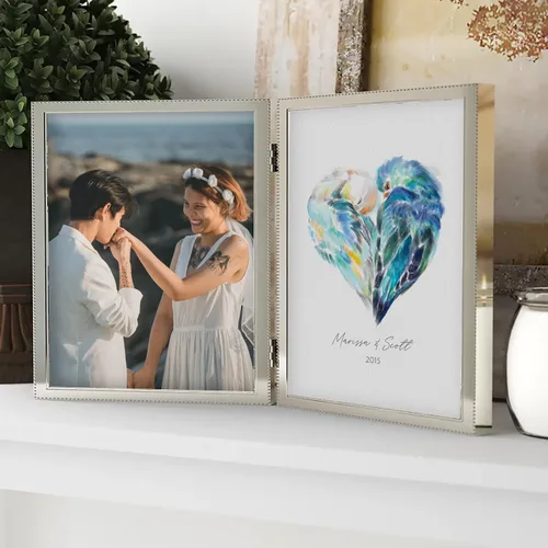 Vista 5 de Triple Studio Regalo de boda personalizado, impresión artística de pájaro con nombre y fecha personalizados, celebración de aniversario para novio