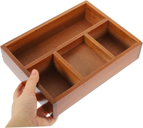 Vista 7 de Cabilock Bandeja de joyería dorada para perfumes, bandeja de tocador de tocador, compartimento de madera, organizador de maquillaje, solución