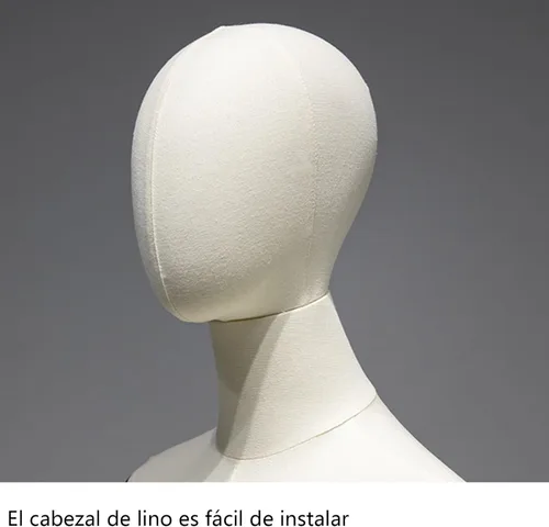 Vista 2 de Forma de vestido de maniquí femenino ajustable beige con base giratoria para ropa, exhibición de joyas y sastrería, perfecto para uso minorista